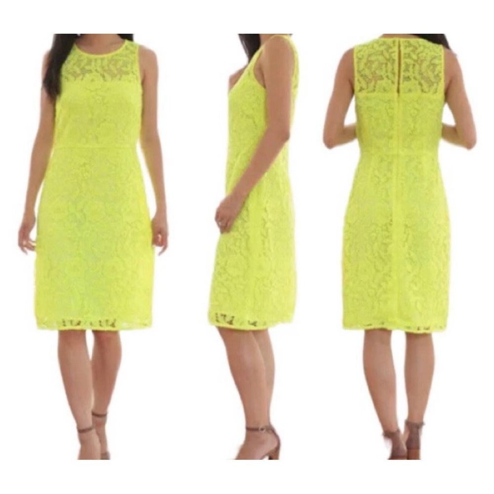 J Crew Neon Floral Lace Sheath dress
